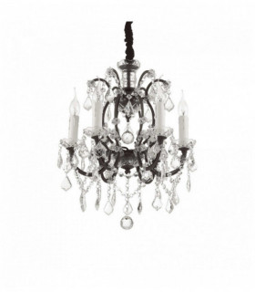 Suspension Noire en cristal LIBERTY 6 ampoules