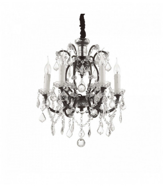 Suspension Noire en cristal LIBERTY 6 ampoules