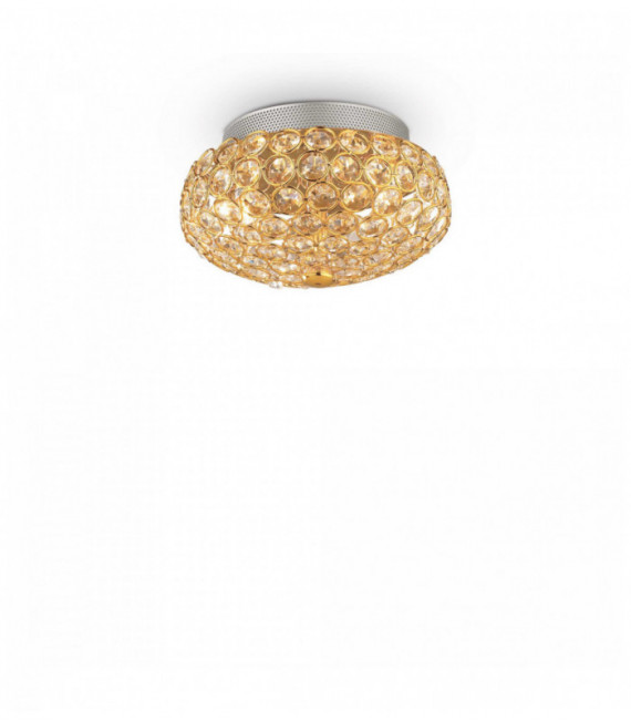 Plafón dorado en cristal KING 3 bombillas