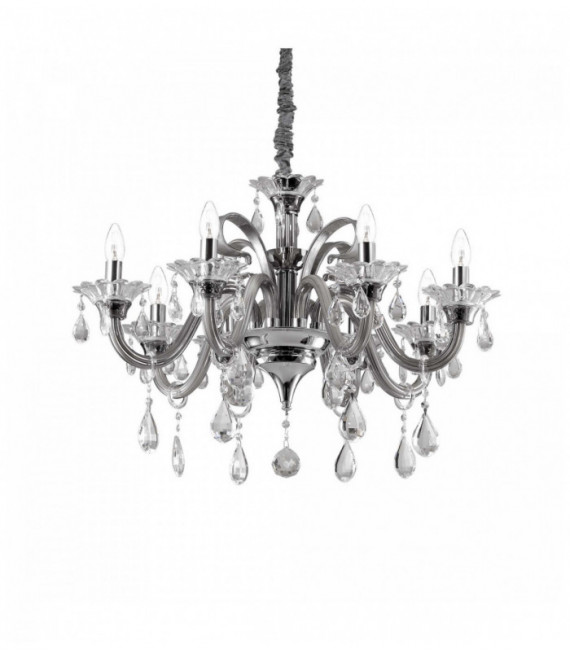 Gray COLOSSAL crystal pendant light 8 bulbs