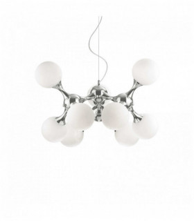 White pendant light NODI BIANCO 9 bulbs