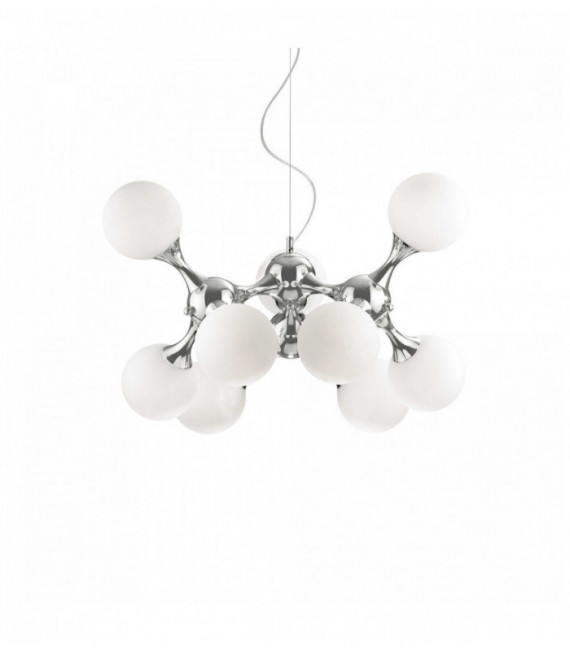 White pendant light NODI BIANCO 9 bulbs