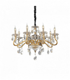 Golden crystal pendant NEGRESCO 8 bulbs