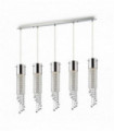 Suspension Chromée en cristal GOCCE 5 ampoules
