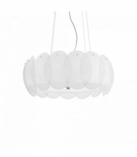 White pendant light OVALINO 8 bulbs