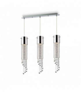 Pendente in cristallo cromato GOCCE 3 lampadine