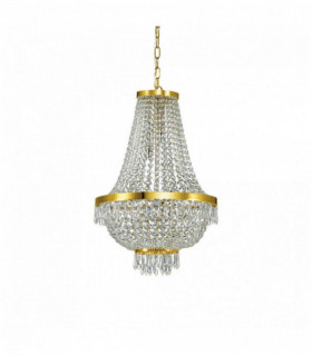 Sospensione dorata in cristallo CAESAR 9 lampadine