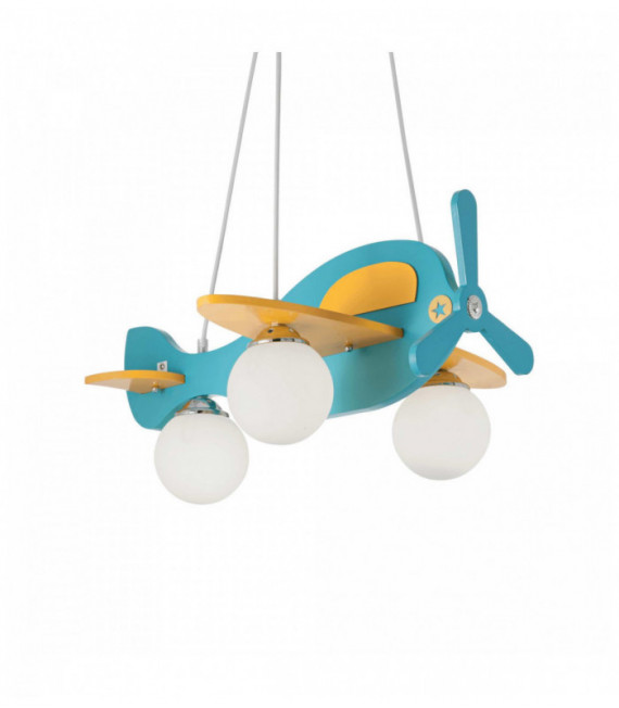Multicolor PLANE pendant lamp 3 metal bulbs