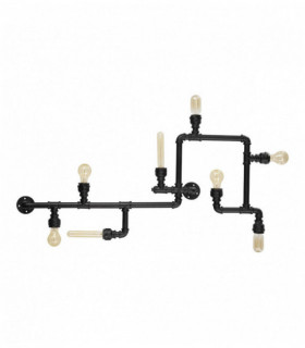 Plafonnier Noir PLUMBER 8 ampoules
