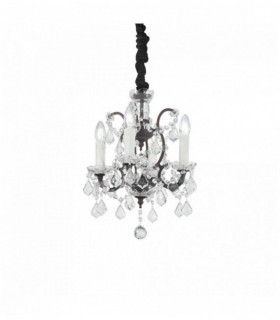 Suspension Noire en cristal LIBERTY 4 ampoules