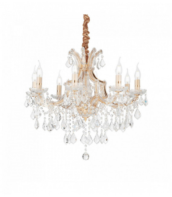 Suspension Dorée en cristal NAPOLEON 8 ampoules