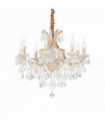 Golden crystal pendant NAPOLEON 8 bulbs