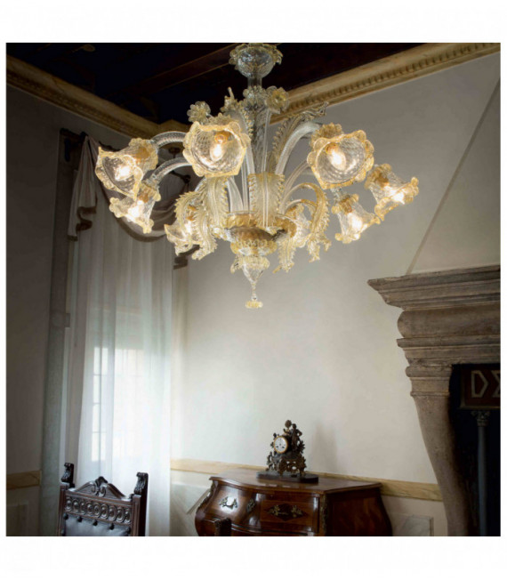 Amber RIALTO pendant lamp 8 bulbs