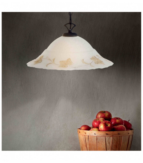 Lampada a sospensione ambra FOGLIA 1 lampadina in metallo