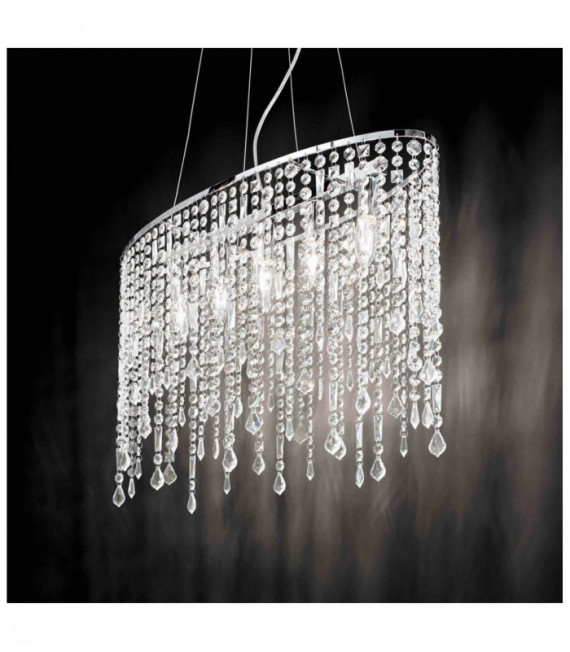 Colgante de cromo en cristal RAIN CLEAR 5 bombillas