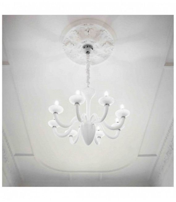 WHITE LADY lampada a sospensione bianca 8 lampadine