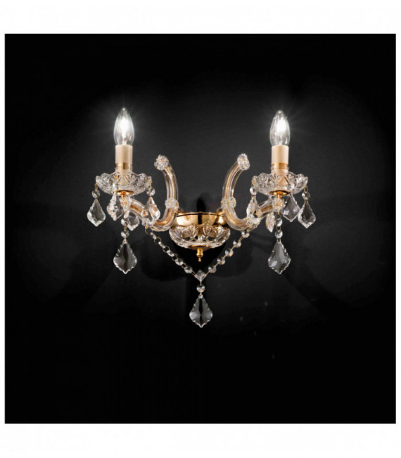 Applique murale Dorée en cristal FLORIAN 2 ampoules