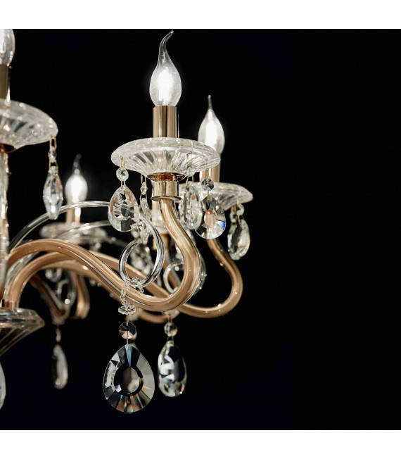 Golden pendant in crystal NEGRESCO 10 bulbs