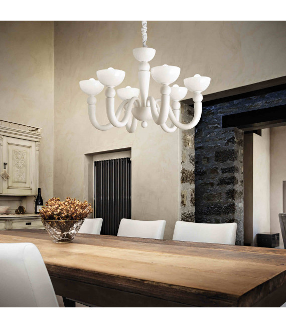 Lampadario bianco BON BON 8 lampadine