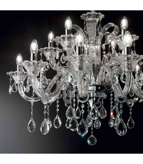 Transparente Suspension in COLOSSAL Kristall 15 Glühbirnen