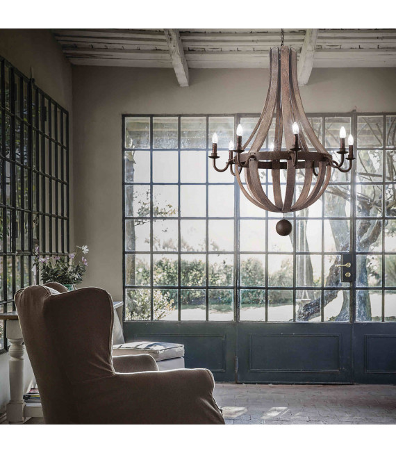 MILLENNIUM wood pendant light 8 bulbs