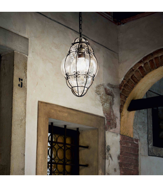 Black pendant ANFORA 1 bulb in metal