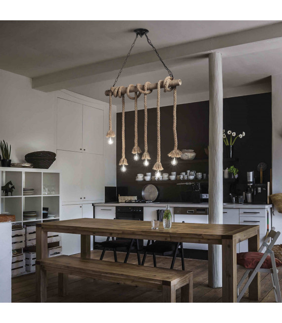 CANAPA Lampada a sospensione in corda 6 lampadine