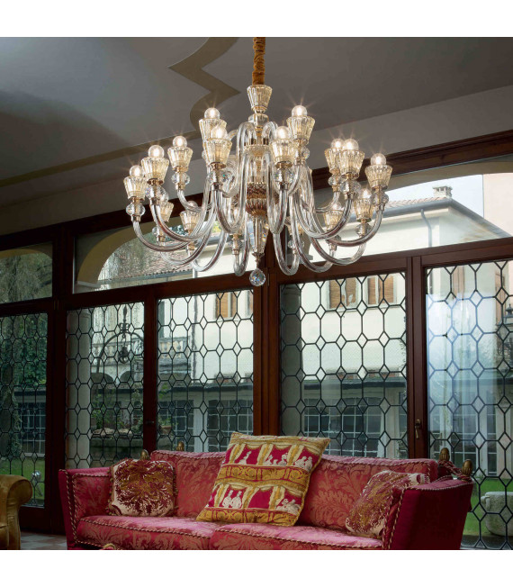 Gold pendant STRAUSS 18 bulbs