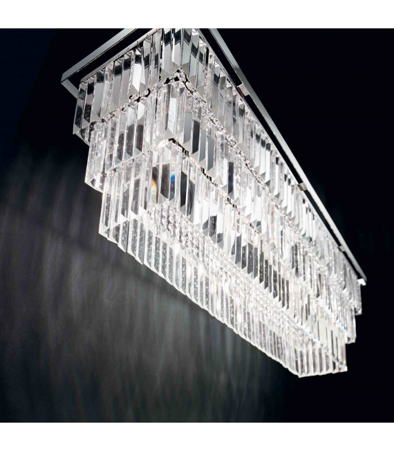 Chromed crystal pendant MARTINEZ 8 bulbs