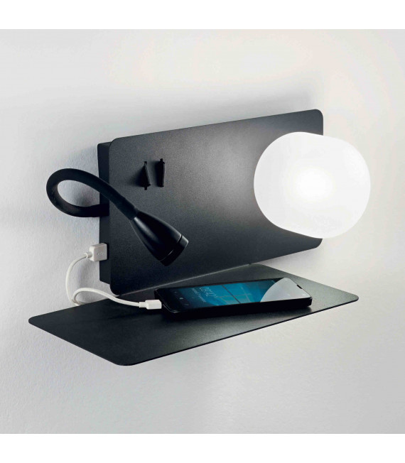 BOOK black wall light 2 bulbs