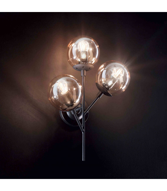 Applique nera KEPLER 3 lampadine