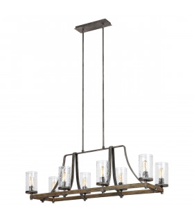 Chandelier Angelo en chêne / en ardoise en métal gris