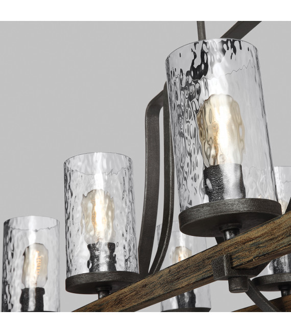Chandelier Angelo en chêne / en ardoise en métal gris