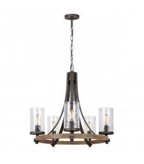 Chandelier Angelo en chêne / en ardoise en métal gris