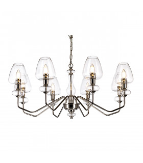 Chandelier Armand Nickel poli avec des nuances de verre claire 40