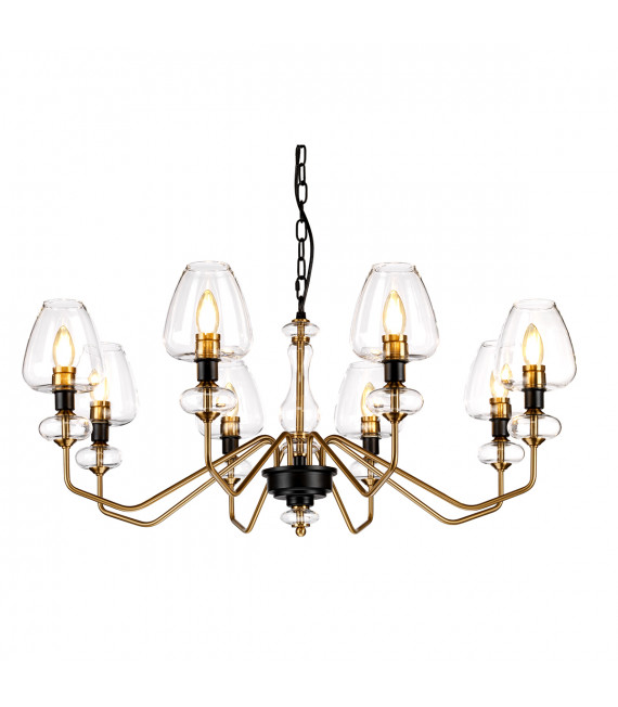 Chandelier Armand Peinture noire plaquée en laiton et charbon de bois 40