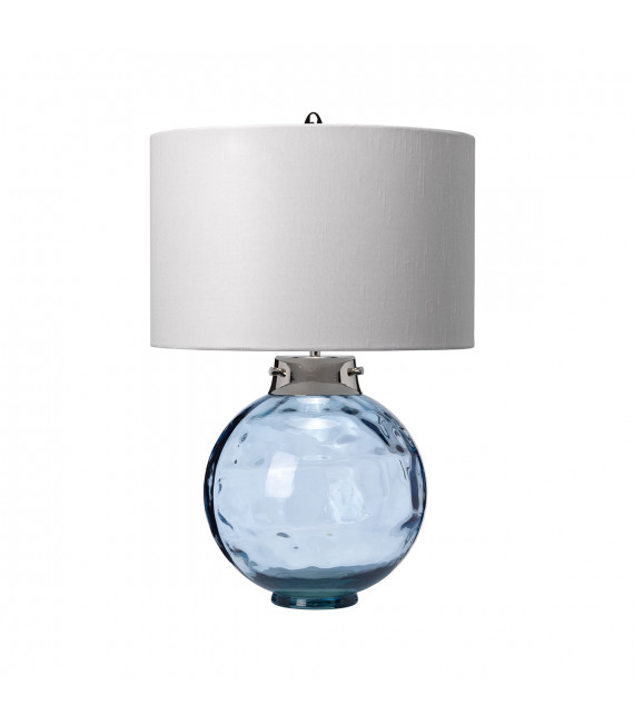 Lampe de table Kara Nickel poli métallique - Verrerie bleue 55