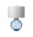 Lampe de table Kara Nickel poli métallique - Verrerie bleue 55