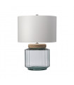 Lampe de table Luga Nickel poli sur le métal - Verrerie Clear / Naturel - Lumière de bois 51