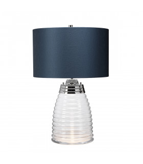 Lampe de table Milne Nickel poli métallique - Verrerie claire 41 Cm