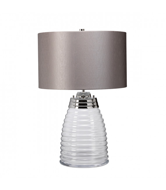 Lampe de table Milne Nickel poli métallique - Verrerie claire 41 Cm