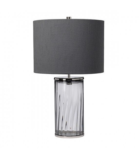 Lampe de table Reno Nickel poli métallique - Verrerie Fumée 35