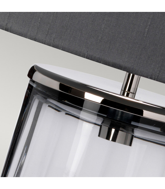 Lampe de table Reno Nickel poli métallique - Verrerie Fumée 35,5 Cm