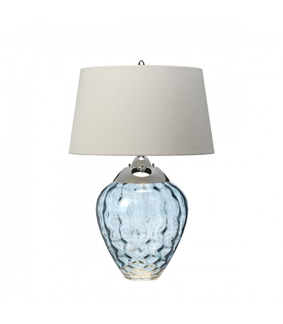 Lampe de table Samara Nickel poli en métal - Verrerie bleue bleue 45