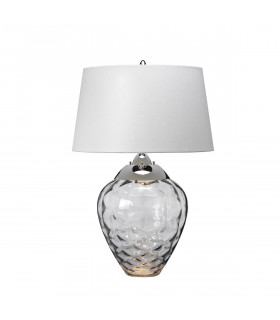 Lampe de table Samara Nickel poli en métal - Verrerie fumée 45