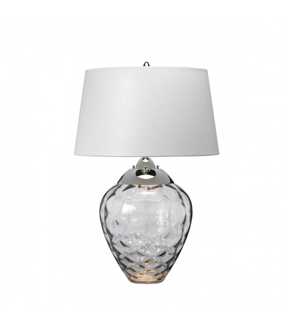 Lampe de table Samara Nickel poli en métal - Verrerie fumée 45