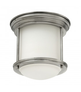 Plafonnier Hadrian Nickel antique avec verre opale 19