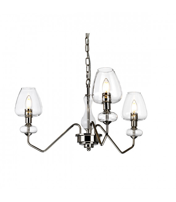 Suspension Armand Nickel poli avec des nuances de verre claire 33