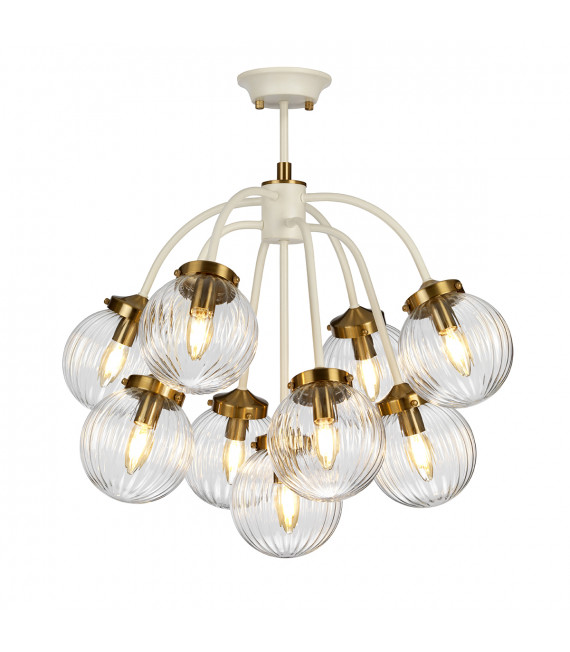 Suspension Cosmos Crème peinte + en laiton vieilli 52,9 Cm