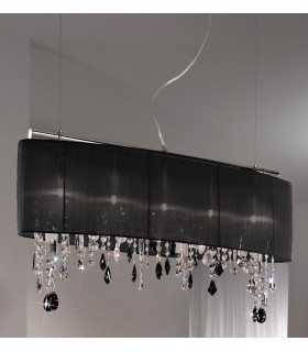 Paralume appeso cromato scintillante 5 lampadine 50cm